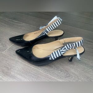 Black Slingback Heel with Ribbon Bow / Size 7